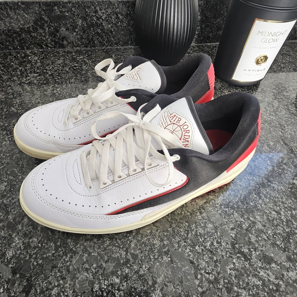 Jordan Men's White, Black, and Red Sneakers
